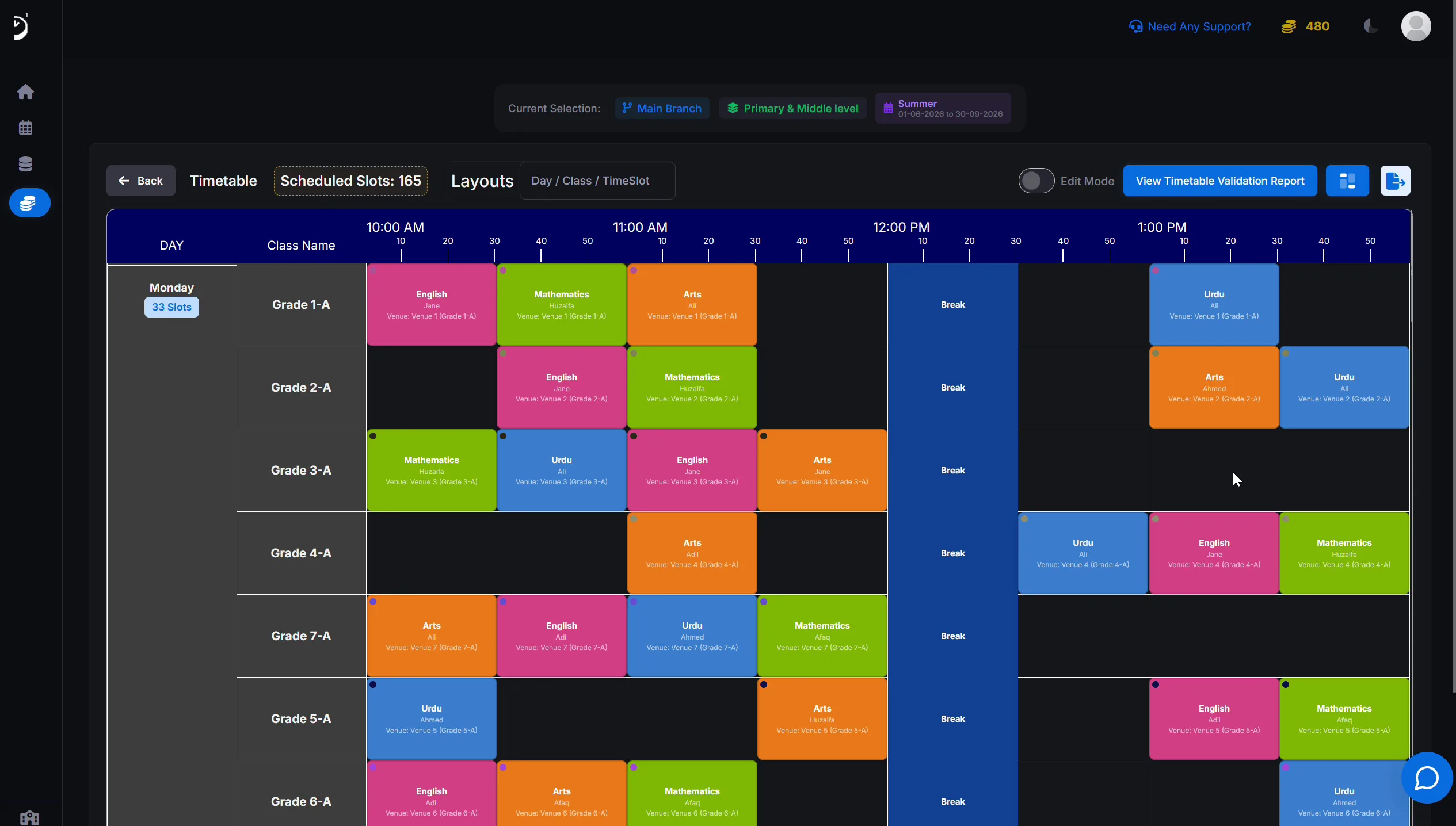 Da1 Timetable — 08